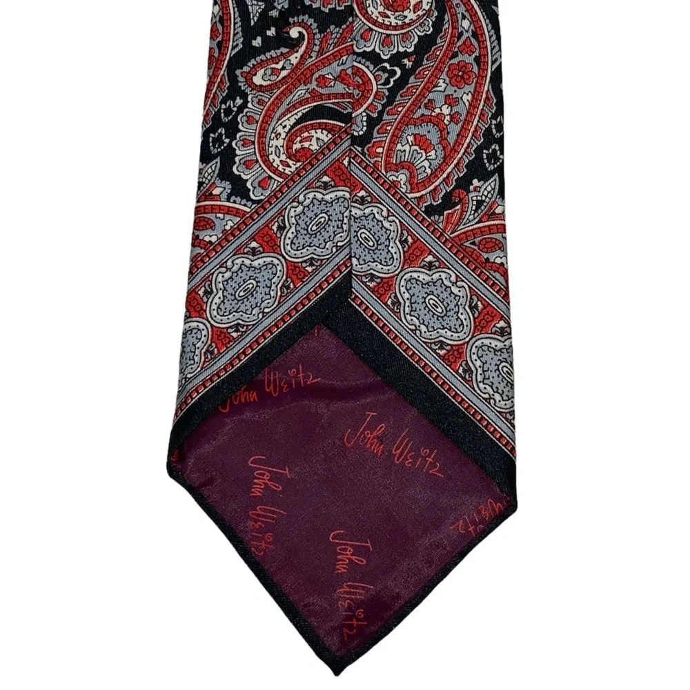 JOHN WEITZ Red Black Paisley Mens Tie